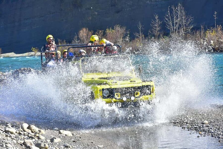 Alanya/Side/Antalya: Rafting, Zipline, Quad & Jeep Safari - Ziplining above the canyon