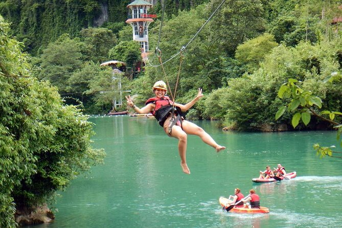 Antalya Combo Tour 3 in 1 Adventure Rafting & Quad Bike & Zipline - A quick zipline above the activity area