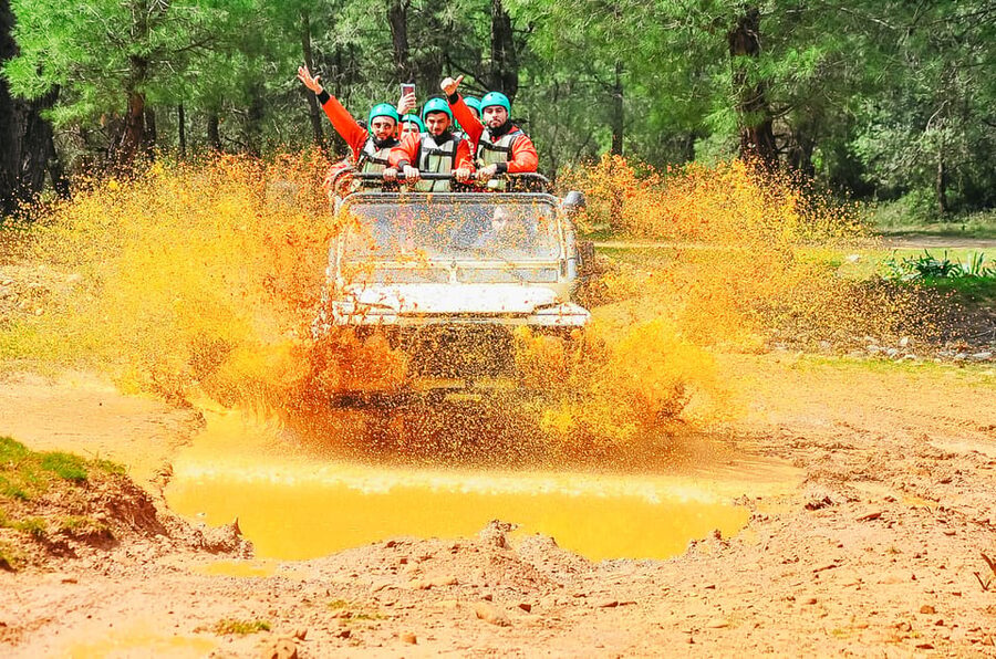 Antalya: Ziplining, Rafting, Jeep Tour & Quad Safari w/Lunch - Ziplining over the activity area