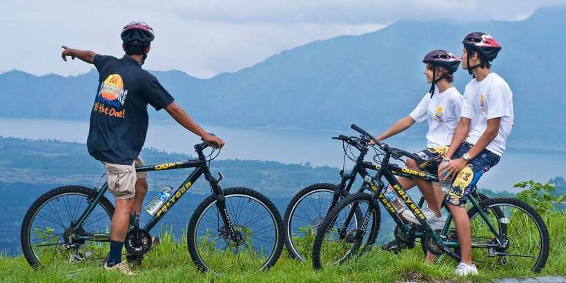 Bali: Mountain Bike Tour and River Rafting with Lunch - Starting high near Mount Batur