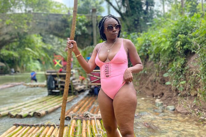 Bamboo Rafting with Limestone Massage from Montego Bay - Settling onto the bamboo raft
