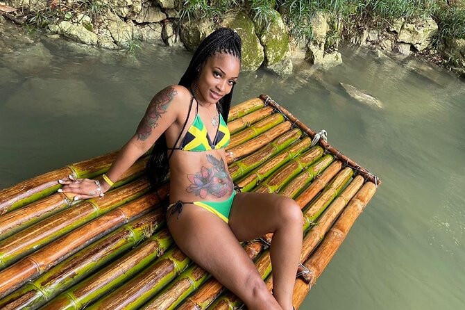 Bamboo rafting with limestone massage - Floating the Great River on bamboo