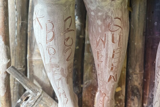 Bamboo rafting - The limestone massage adds a local touch