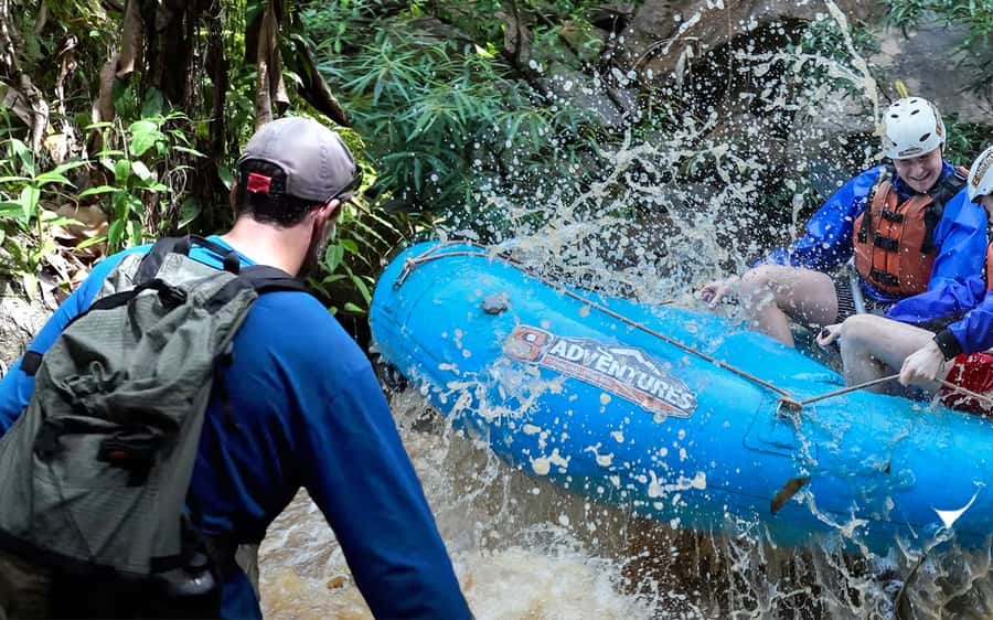 Chiang Mai: Whitewater Rafting and Waterfall Trekking Tour - Hiking through orchards, jungle, and river bed