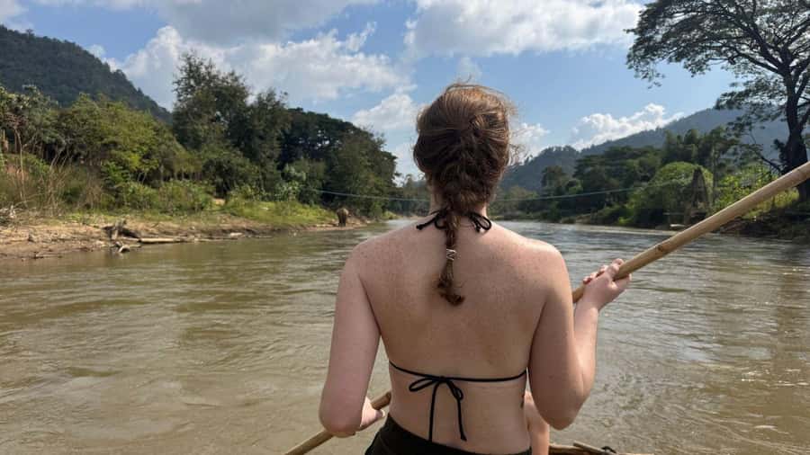 Chiangmai : A Bamboo Raft Safari , Sticky waterfalls, - Bamboo rafting beside the Mae Taeng River