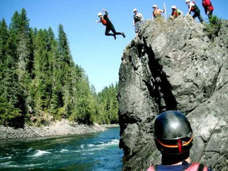 Clearwater BC Rafting with time for a waterfall Tour - Ancient lava cliffs beside the raft