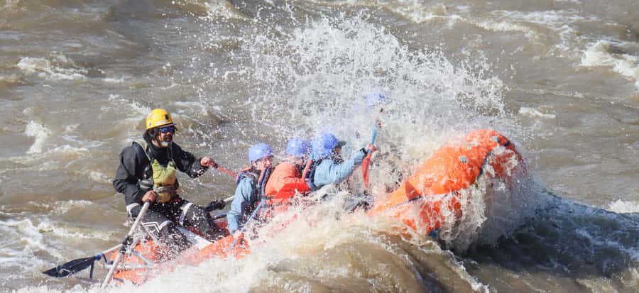Denali, Alaska: Canyon Wave Raft Class III-IV Paddle/Oar - Getting ready beside the Nenana River