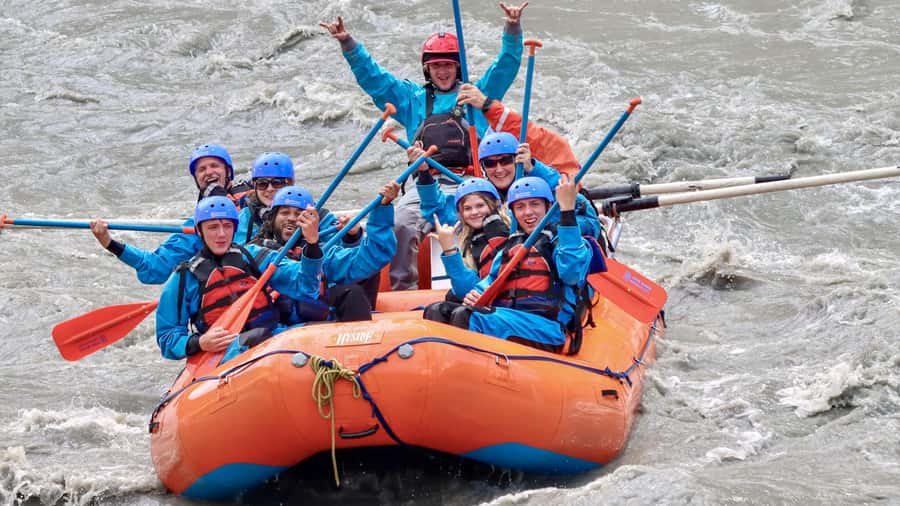 Denali, Alaska: Canyon Wave Raft Class III-IV Paddle/Oar - Mount Healy and Sugarloaf Mountain from river level