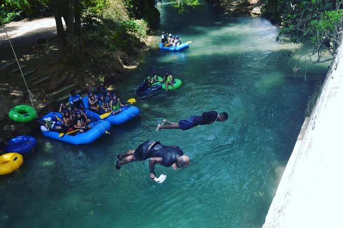 Falmouth Waterfalls Rafting and Beach Adventure - The rope swing and water stops