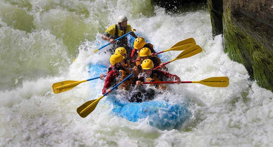 From Arequipa: Rafting on the Chili River - Getting ready beside the Grotto of the Virgin of Chapí de Charcani