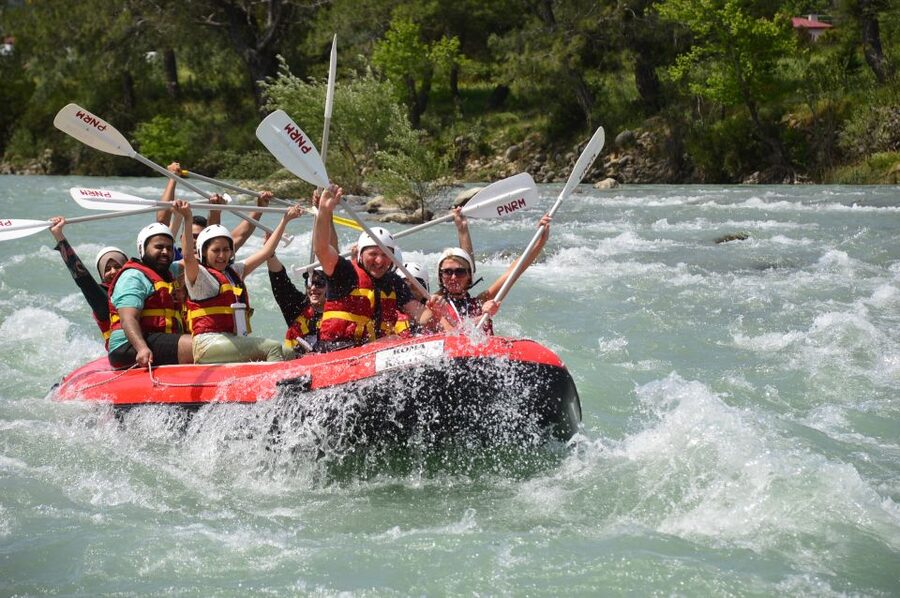 From Belek: Fully Combo Zipline, Quad Safari, Rafting, Lunch - Ziplining above the forest