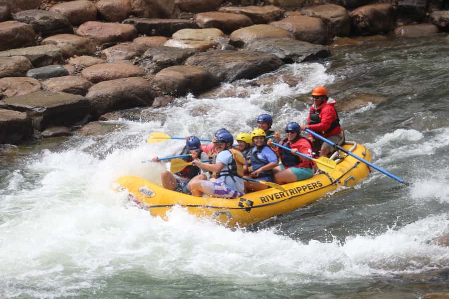 From Durango: Animas River Whitewater Rafting - The stronger run at Santa Rita Whitewater Park