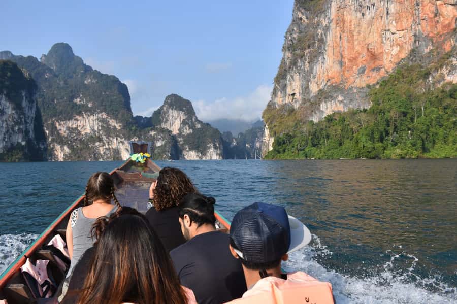 From Krabi: 2-Day Cheow Lan Lake with Overnight Raft Stay - The 45-minute longtail ride to the raft houses