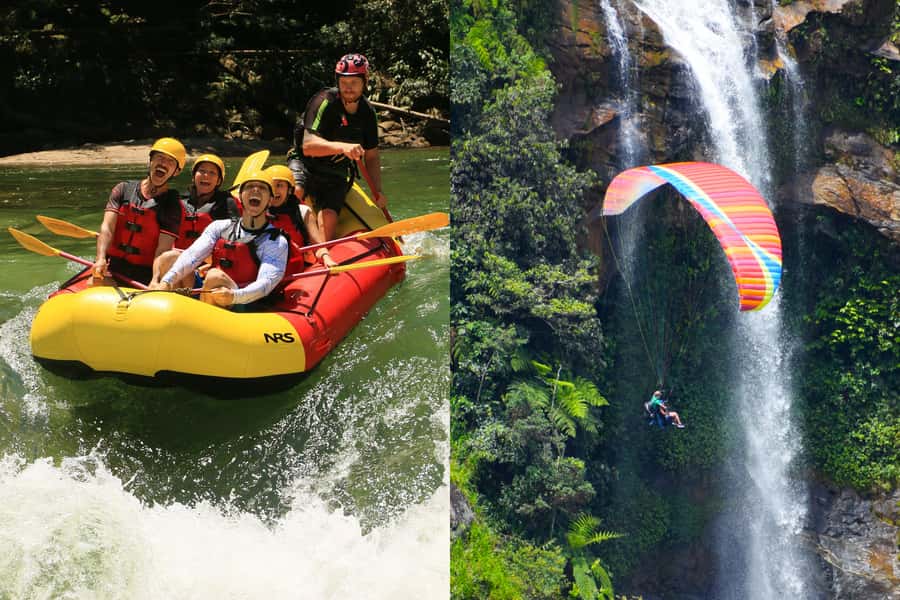 From Medellín: Paragliding and Rafting Combo Tour - The paragliding flight above mountains and waterfalls