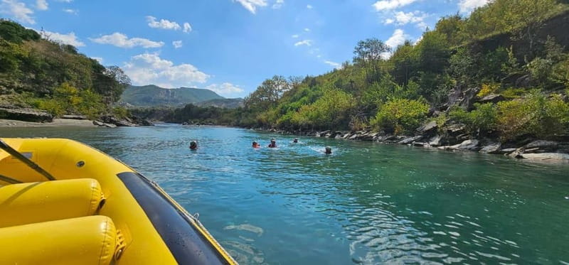 From Permet: Amazing Rafting Experience at Vjosa River - Swimming in clear water and jumping from rocks