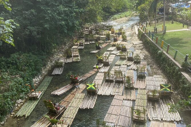 Jamaica's Ocean Horseback Bamboo Raft Adventure and Transport - Bamboo Rafting on Clear, Calm Water