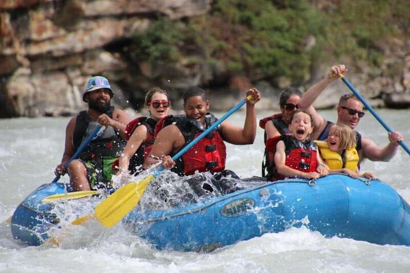 Jasper: Athabasca Falls River Rafting Adventure - The opening rapids below Athabasca Falls
