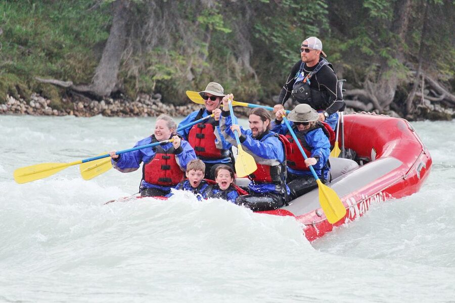 Jasper National Park Family Friendly Rafting Adventure - Getting fitted out beside the river