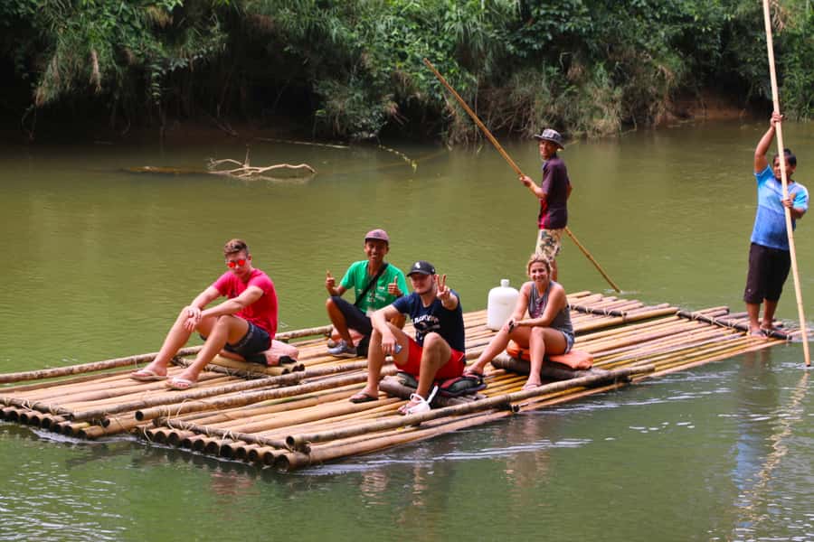 Khao Lak: Khao Sok Bamboo Rafting and Elephant Bathing Trip - Phanthurat Temple and the monkey stop