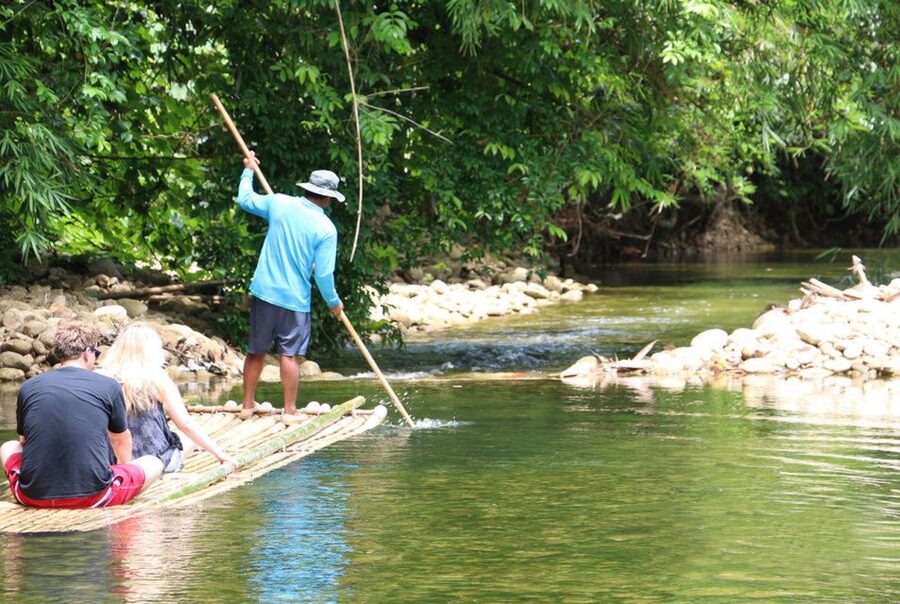 Khao Lak: Raft Expedition & Sea Turtle Conservation Center - Floating through the rainforest on bamboo
