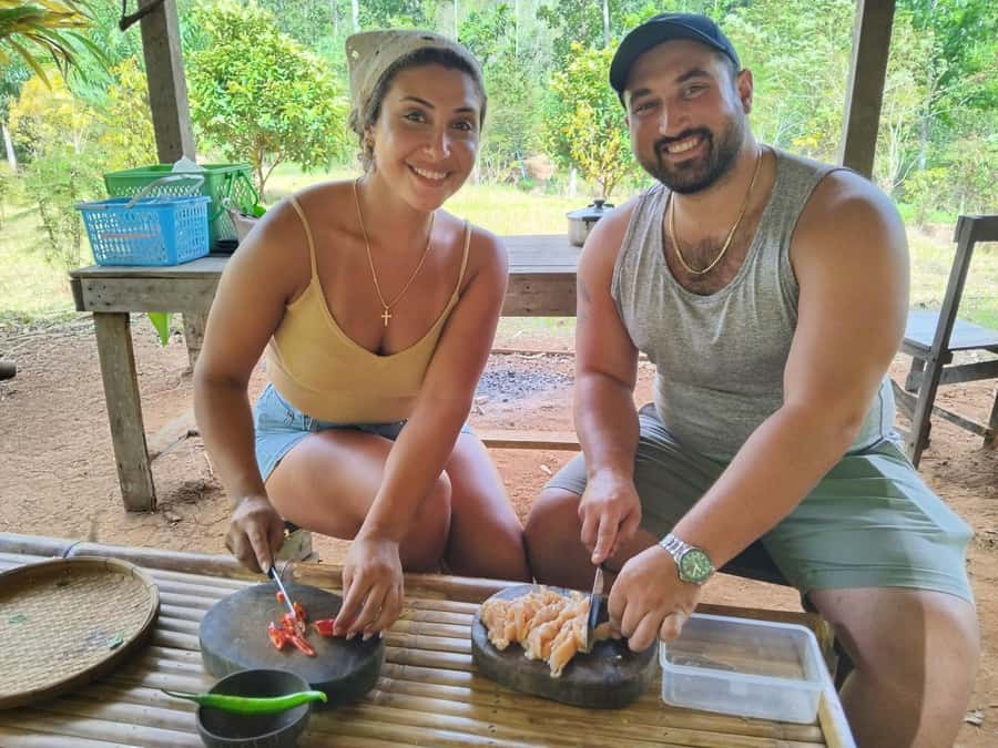 Khao Sok: Private Bamboo Rafting & Jungle Cooking Adventure - Picking ingredients in the organic garden