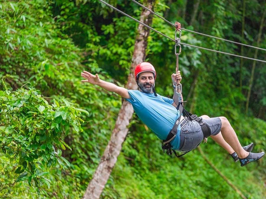 KhaoLak :White Water Rafting ,Monkey Cave, Elephant Bathing - A 200-meter zipline through the treetops