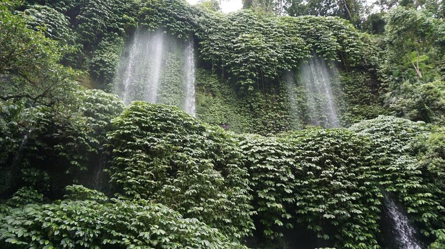 Lombok: Waterfall Benang Kelambu & River Rafting Trip - Swimming beneath the hanging curtain