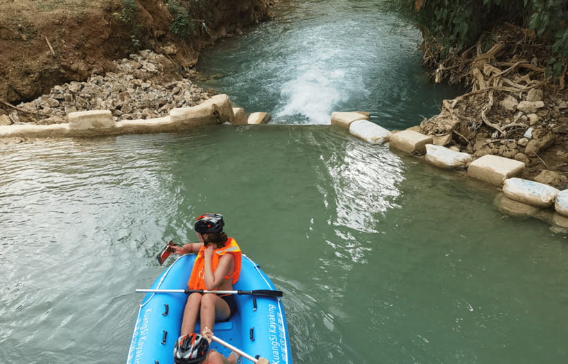 Luang Prabang: Kuang Si Waterfall Jungle Rafting - From calm water to sudden white waves