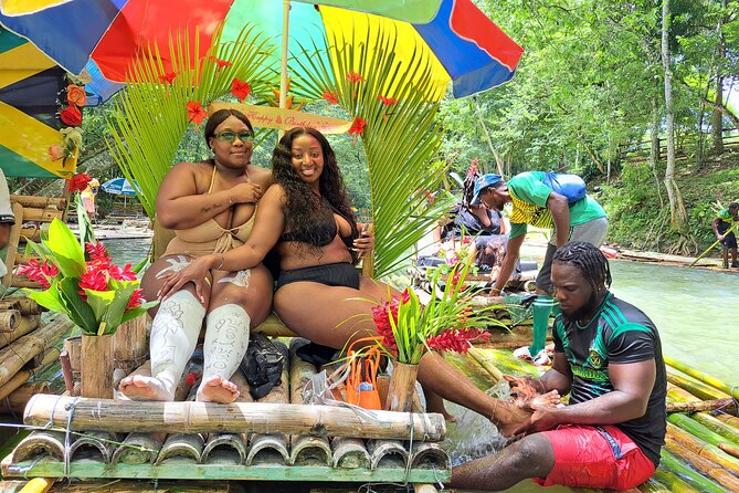 Montego Bay: Bamboo Rafting with Limestone Massage & Shopping - Boarding a hand-built bamboo raft on the Great River