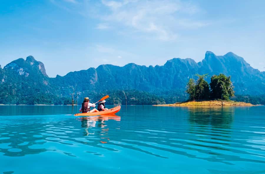 Phuket:Cheow Lan Lake & Kho-Sok,Bamboo Rafting,Monkey Temple - The Three Friends Limestone Mountain and Forest Walk
