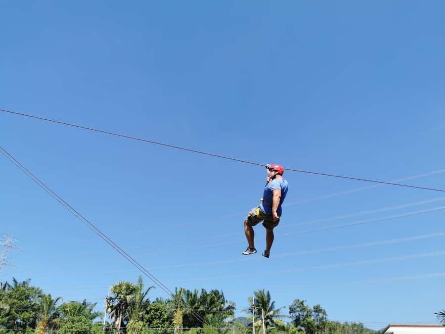Phuket: Monkey Cave, Water Rafting, Zipline with ATV Option - A short zipline with a beginner-friendly feel