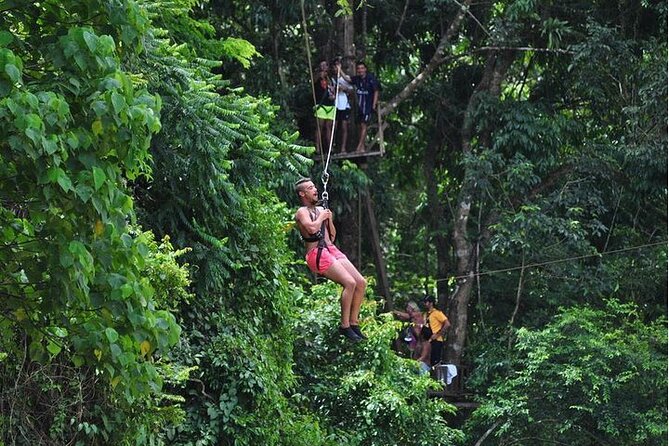 Phuket-Phang Nga: White Water Rafting 7 km.-Zipline-ATV-Lunch - The 150-meter zipline at 2:30 p.m.