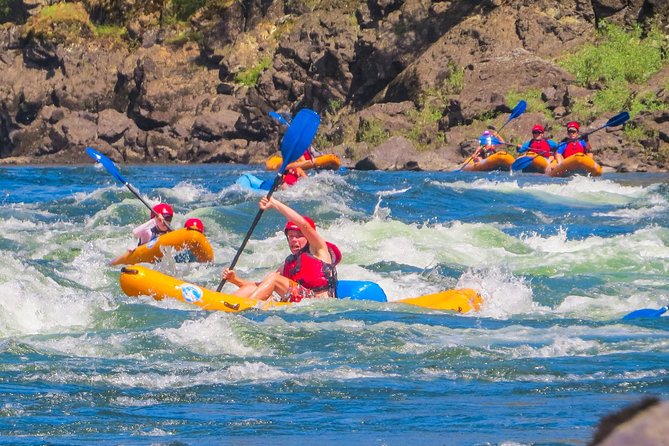 Riggins Idaho half-day rafting trip on the Salmon River - Getting fitted with a PFD, helmet, and splash top