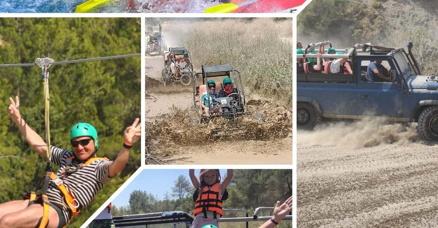 Side&Alanya:Rafting,Jeep,Quad/Buggy Safari/Zipline wLunch - Zipline action between the river activities