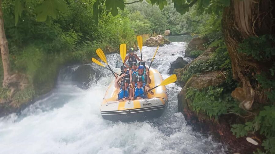 Split: Small-Group Cetina River Rafting and Cave Tour - Swimming pools, waterfall spray, and rock jumps