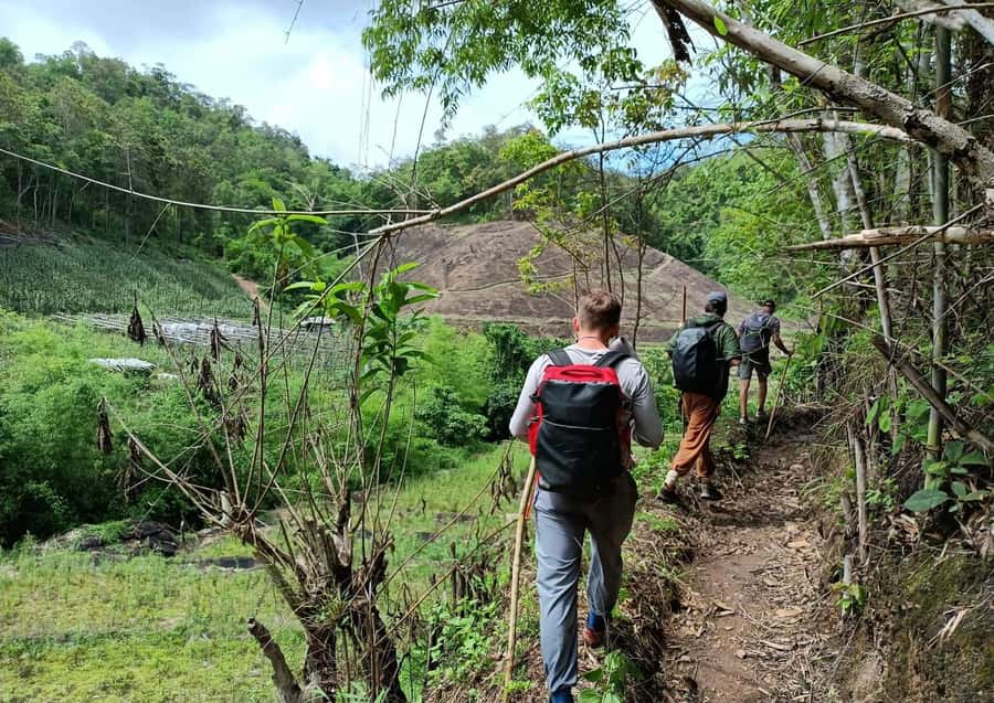 Trekking One Day+Bamboo Rafting+Jungle waterfall - Visiting the hill tribe village