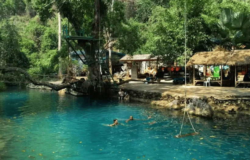 Vang Vieng:Zipline,Water Cave,Tham Chang,Kayak,Blue Lagoon 3 - Kayaking the Nam Song River for About 40 Minutes