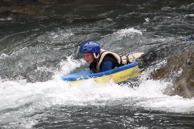 Whitewater swimming (hydrospeed) on the Ubaye - Arriving at Eau Vive Passion in Méolans-Revel